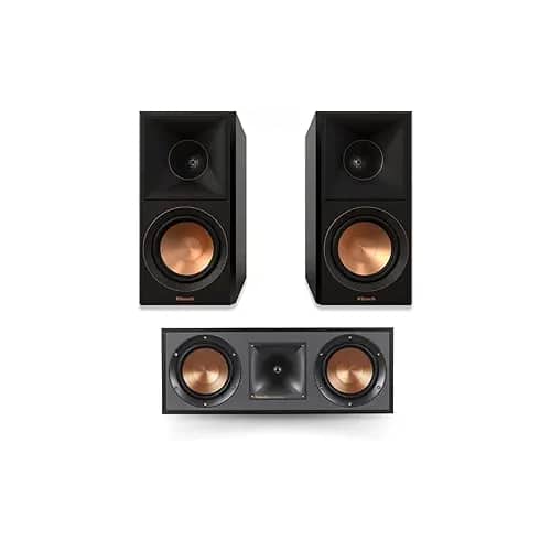 Klipsch - Reference Premiere RP-500M II Bookshelf Speaker Pair in Ebony R-52C Powerful Home Speaker Set of 1 Bundle - Black