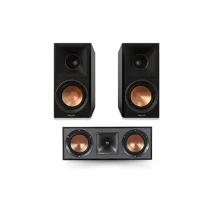 Front. Klipsch - Klipsch Reference Premiere RP-500M II Bookshelf Speaker Pair in Ebony R-52C Powerful Home Speaker Set of 1 Black Bundle - Black.