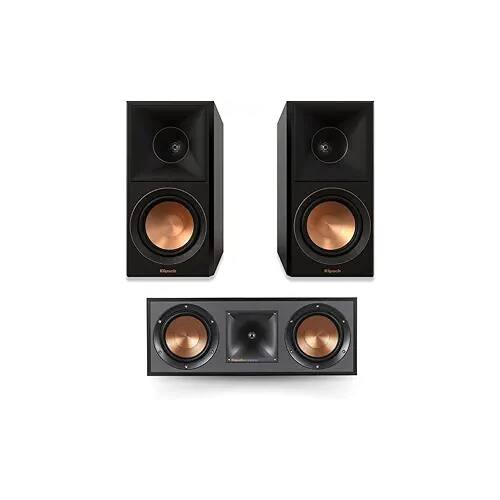 Front. Klipsch - Klipsch Reference Premiere RP-500M II Bookshelf Speaker Pair in Ebony R-52C Powerful Home Speaker Set of 1 Black Bundle - Black.