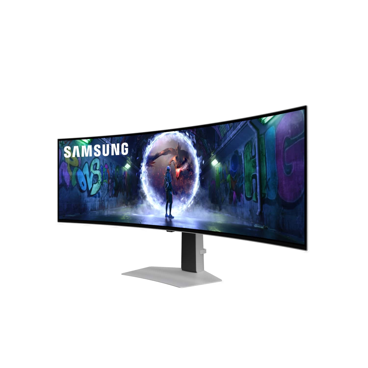 Alt View 1. Samsung - 49" Odyssey OLED G9 (G93SD) Dual-QHD 240Hz 0.03ms G-Sync Compatible Curved Glare Free Gaming Monitor - Silver.