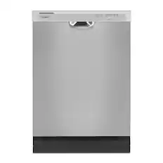 Front. Whirlpool - 24 inch Front Control Built-In Dishwasher with Boost Cycle and 57 dBA - Stainless Steel.