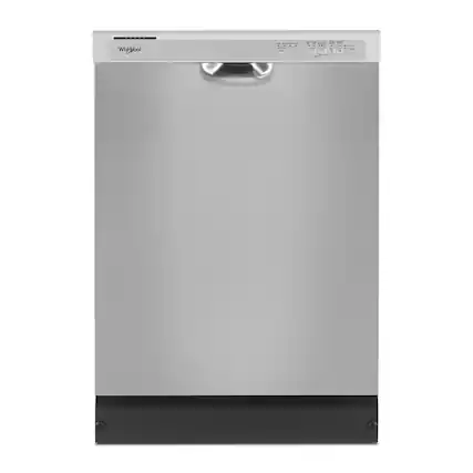 Front. Whirlpool - 24 inch Front Control Built-In Dishwasher with Boost Cycle and 57 dBA - Stainless Steel.