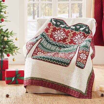 Front. Greenland Home Fashions - Greenland Home Fashion Ugly Sweater Ultra Soft High-Quality Throw Blanket Standard Red - Red.