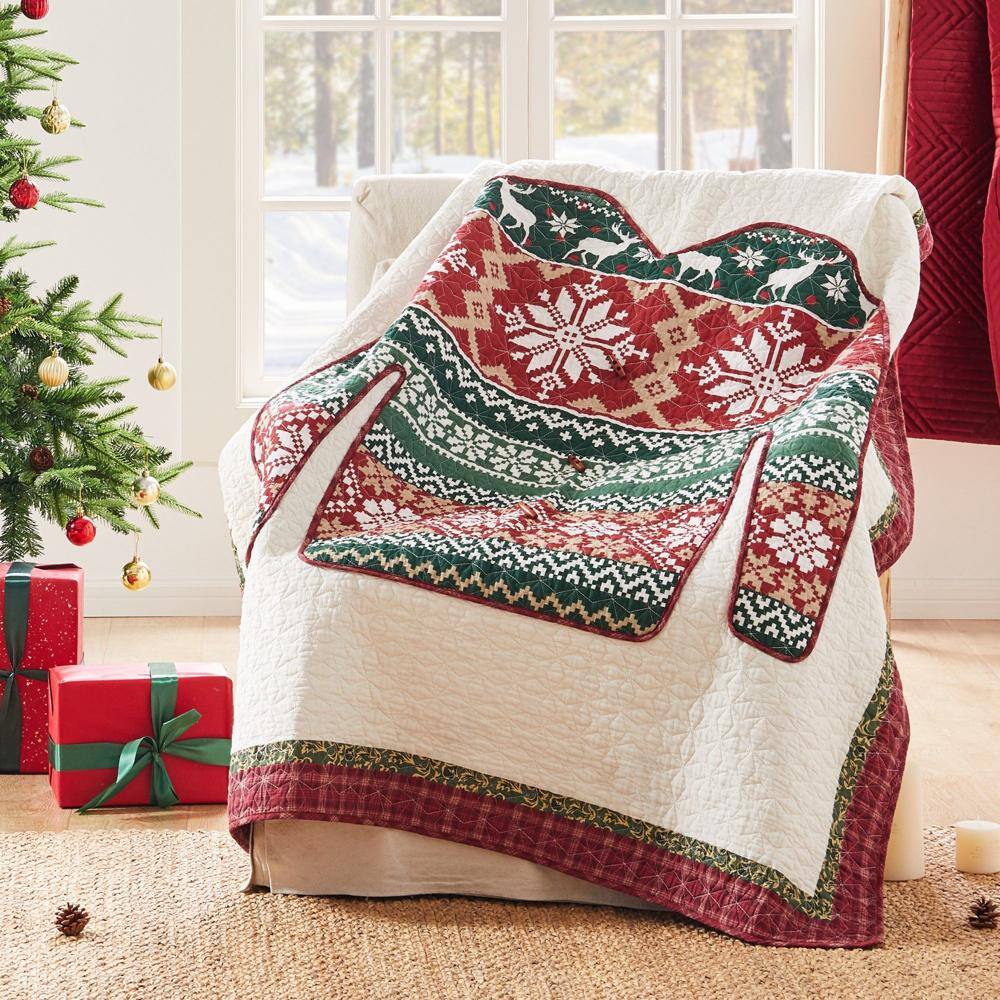 Greenland Home Fashions - Greenland Home Fashion Ugly Sweater Ultra Soft High-Quality Throw Blanket Standard - Red