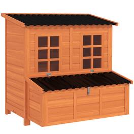 Pawhut - Chicken Coop with Nesting Box, Pull-Out Tray, Waterproof Roof - Orange