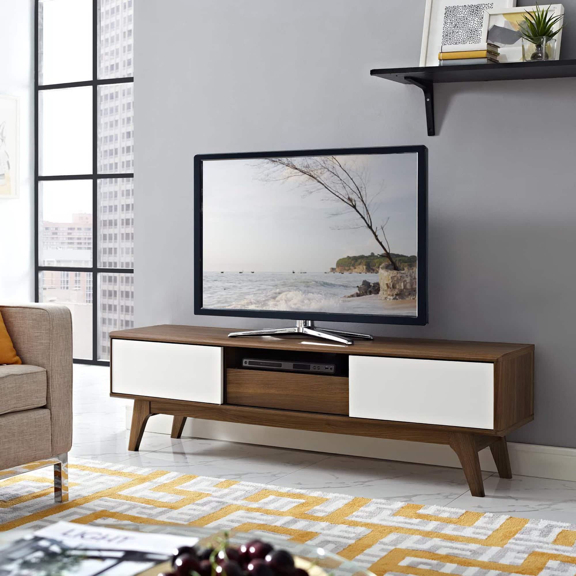Envision 59" TV Stand by Modway - Walnut White