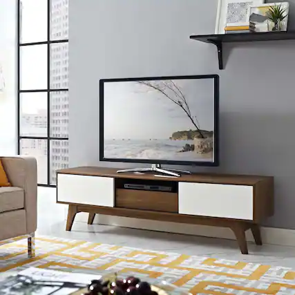 Front. Modway - Envision 59" TV Stand by Modway - Walnut White.