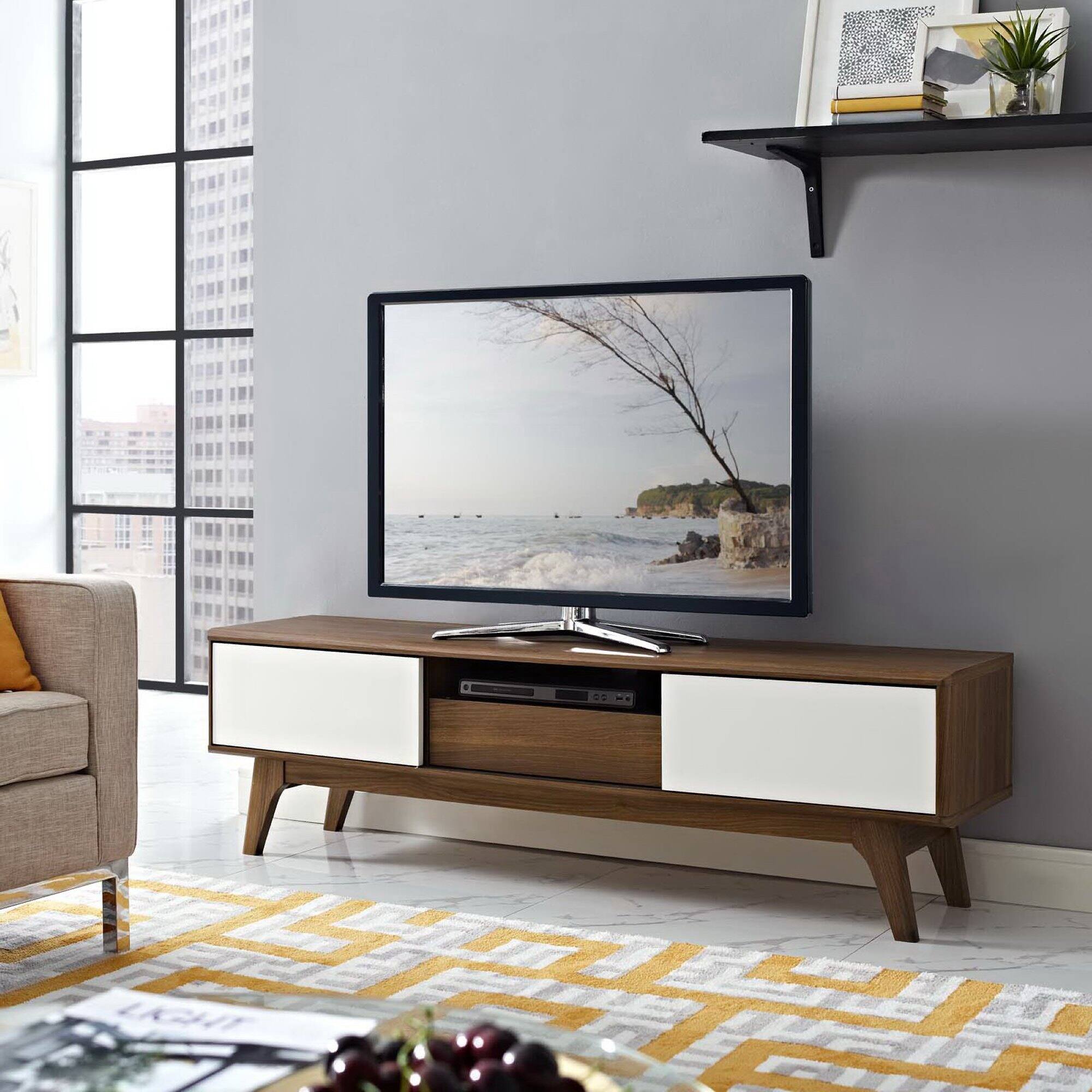 Front. Modway - Envision 59" TV Stand by Modway - Walnut White.