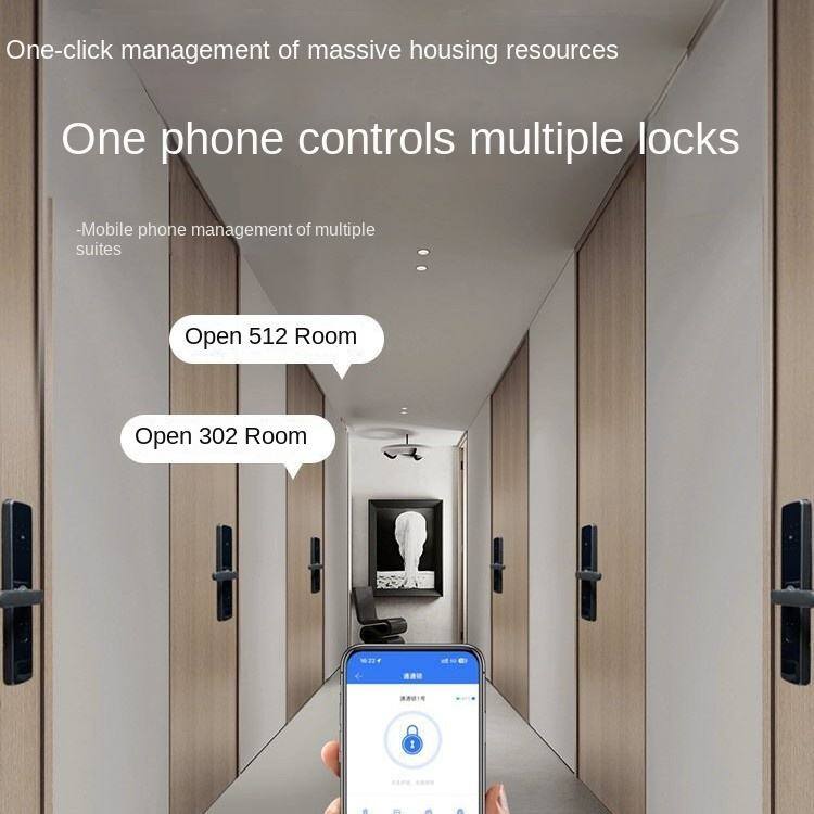 One-click management of massive housing resources

One phone controls multiple locks

- Mobile phone management of multiple suites

Open 512 Room

Open 302 Room