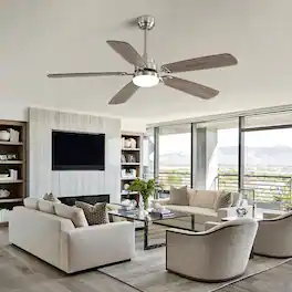 Bestier - 52inch Ceiling Fan with LED Light, 6 Speed, 5 Blades Reversible Silent DC Motor Ceiling Fan with Timer - Black+Grey