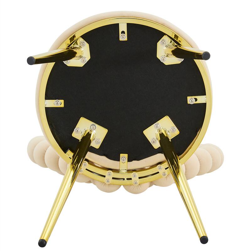 Alt View 4. HTUTWOO - Set of 2 Unique Heart Bubble Tufted Accent Chair - Plush Velvet Chair, Shiny Gold Metal Frame, Cute and Modern Seating - Beige.