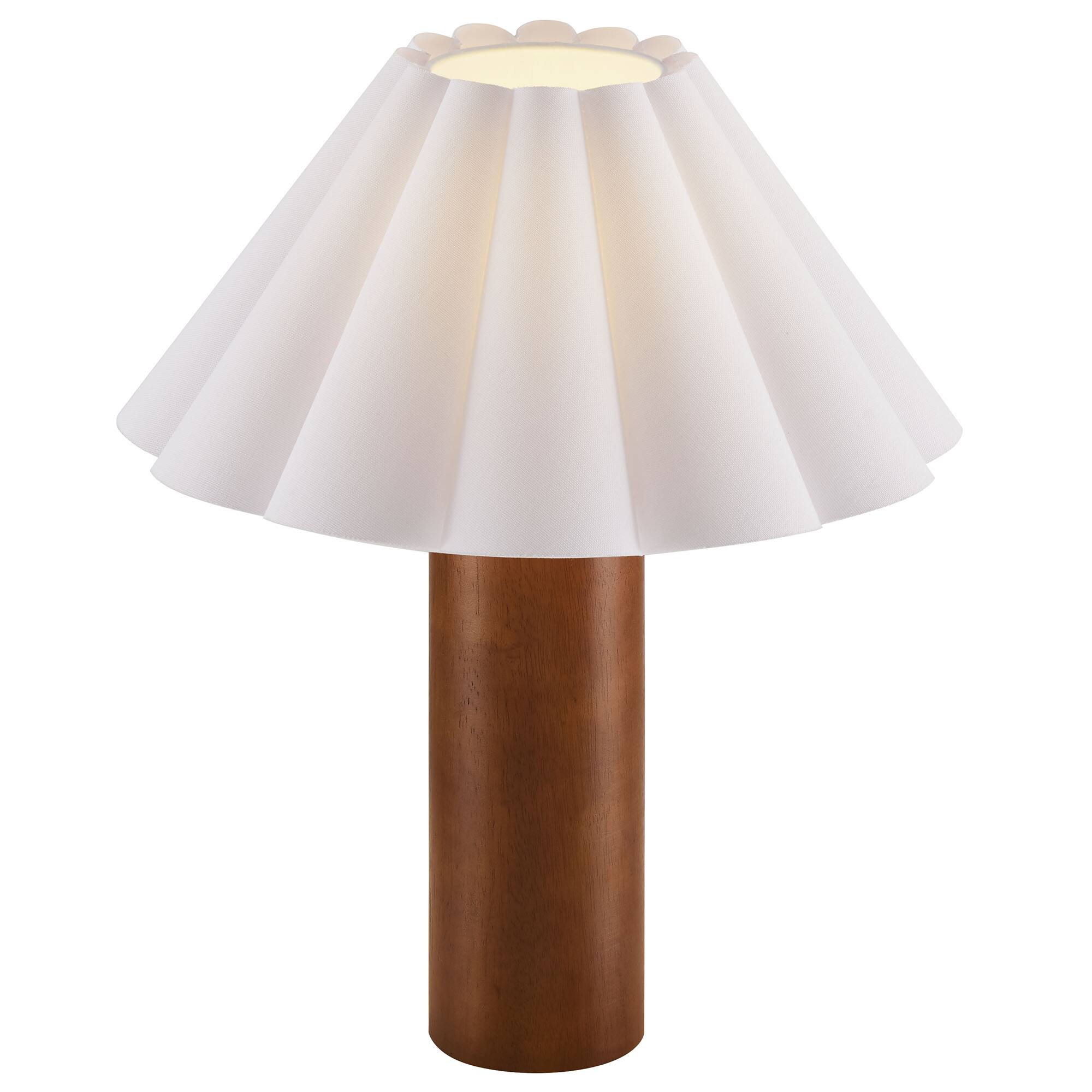 Alt View 4. Modway - Flora Wood Table Lamp With Pleated Petal Shade by Modway - Walnut.