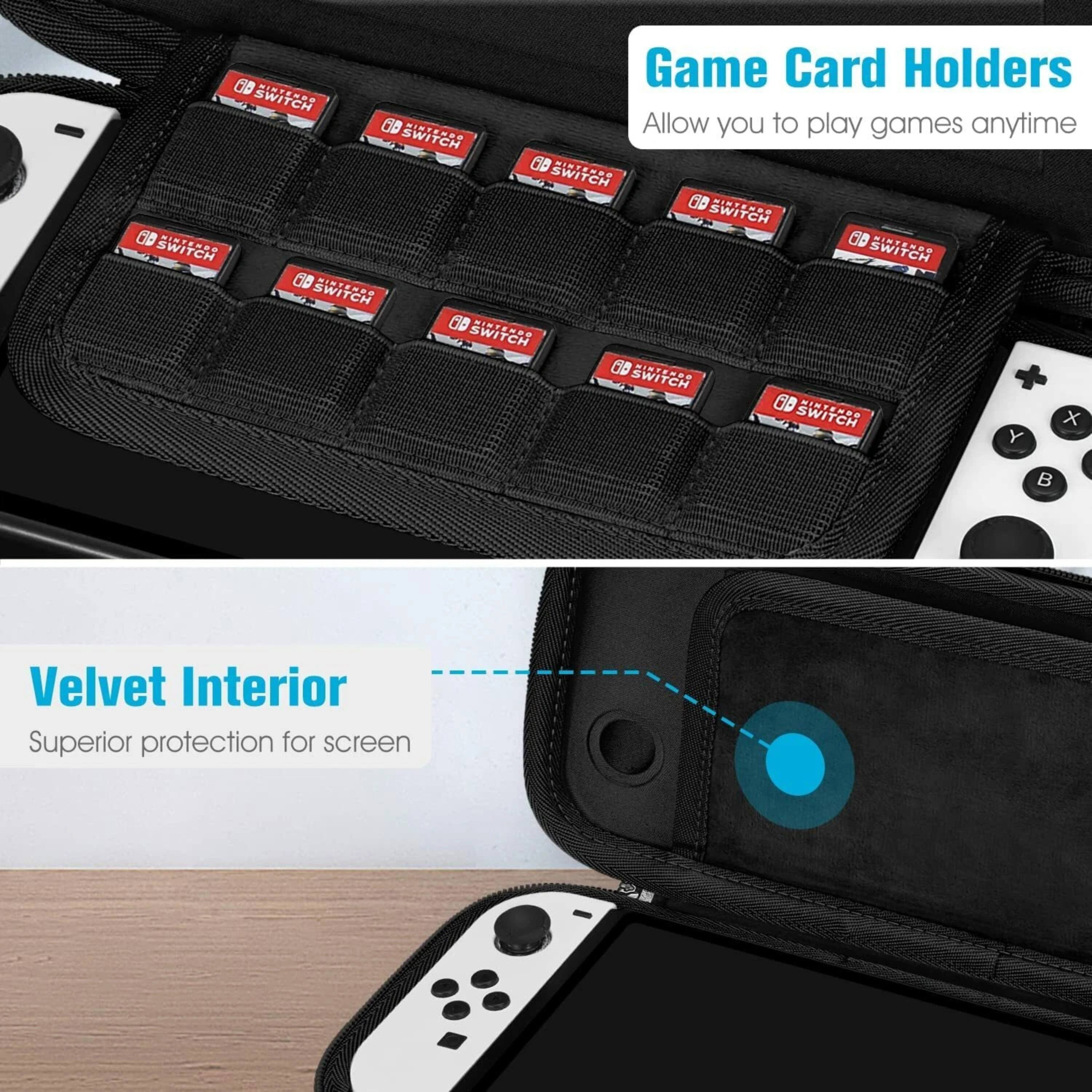 Game Card Holders  
Allow you to play games anytime  

Velvet Interior  
Superior protection for screen