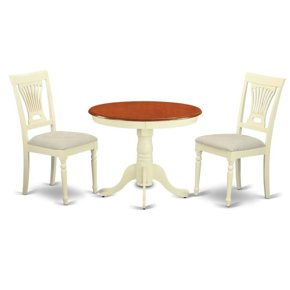 Angle. FurniFact - Elegant 3-Piece Dining Table Set – High Top Table & Chairs - Buttermilk & Cherry.