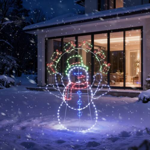 Alt View 10. Winado - 5FT Christmas Juggling Animated Snowman Pre-lit 2D with LED Lights for Xmas Indoor Outdoor Yard Holiday Decoration - Multicolor.