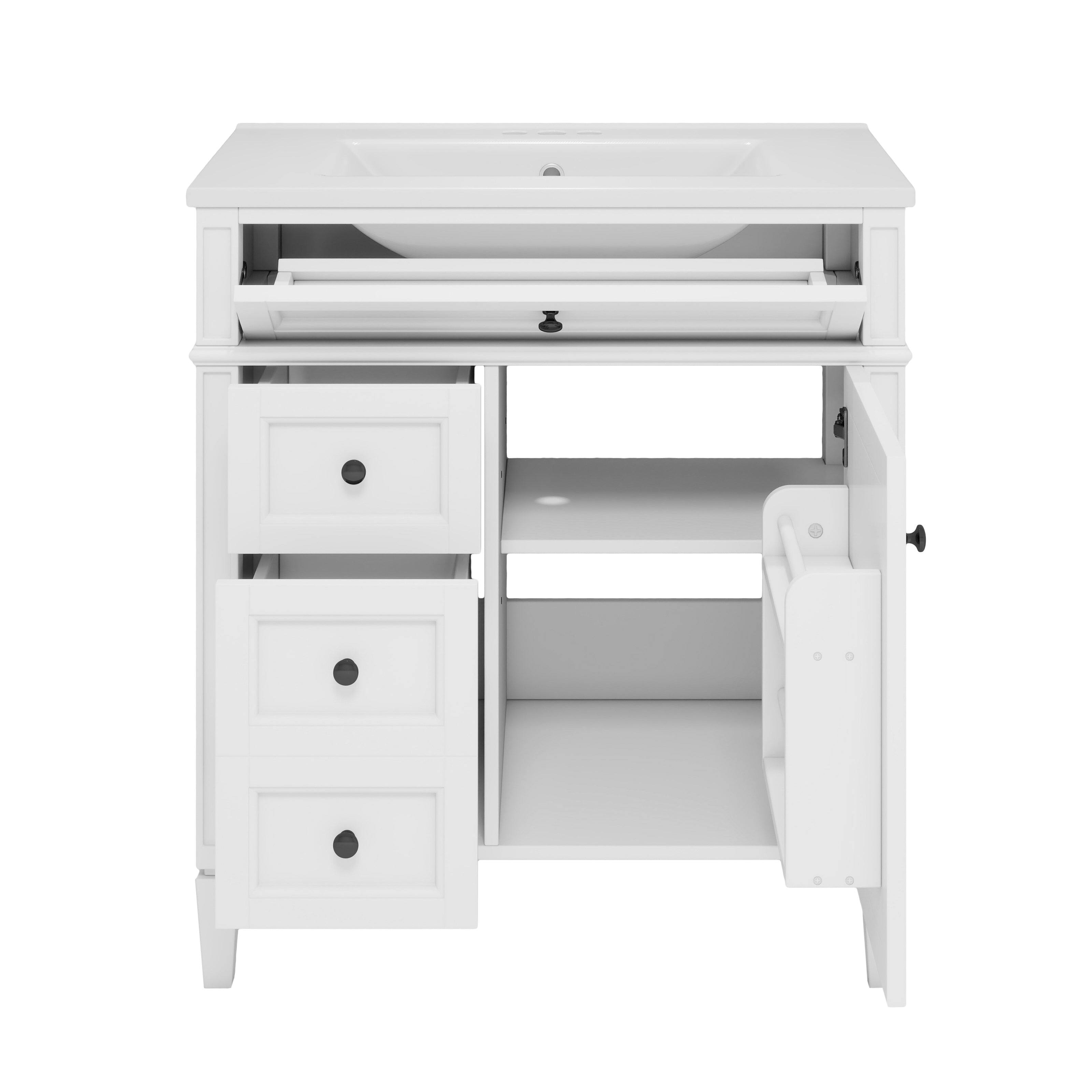 Alt View 9. Boyel Living - 30 Inch Bathroom Vanity with Sink Modern Storage Cabinet with 2 Drawers and Tip Out DrawerWhite - White.