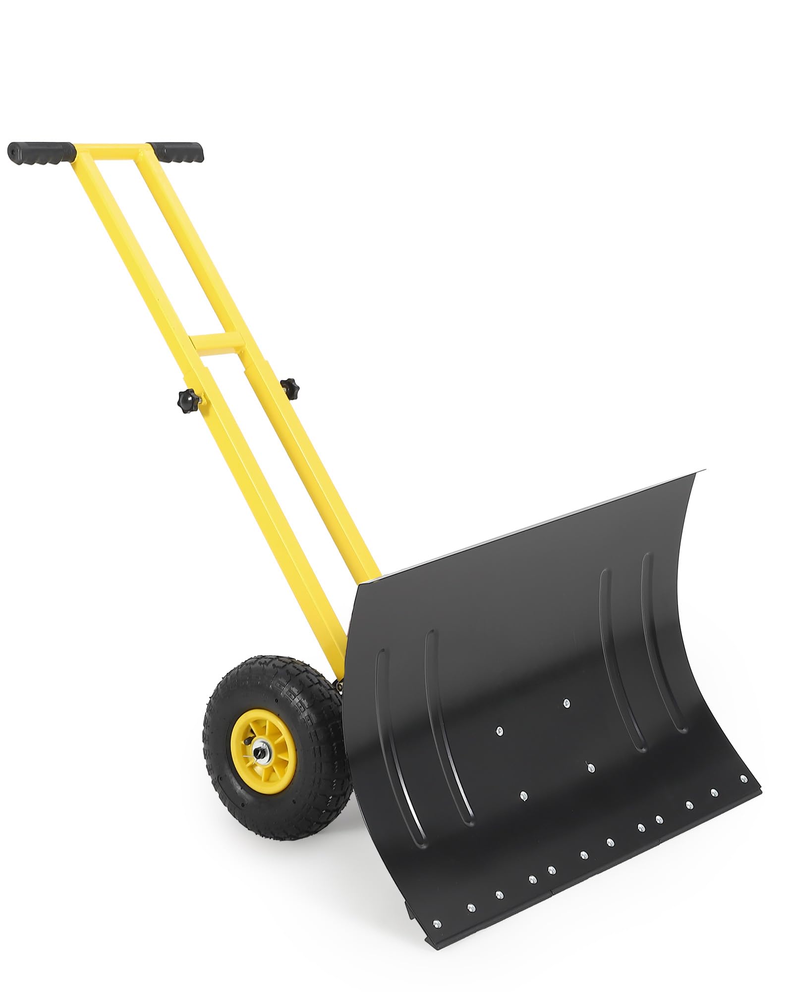 Alt View 3. Babevy - Snow Shovel with Wheels, Adjustable Handle & Angled Blade, Double Rod Push Snow Plow for Driveway(29.1W x 19.8H) - Black&Yellow.