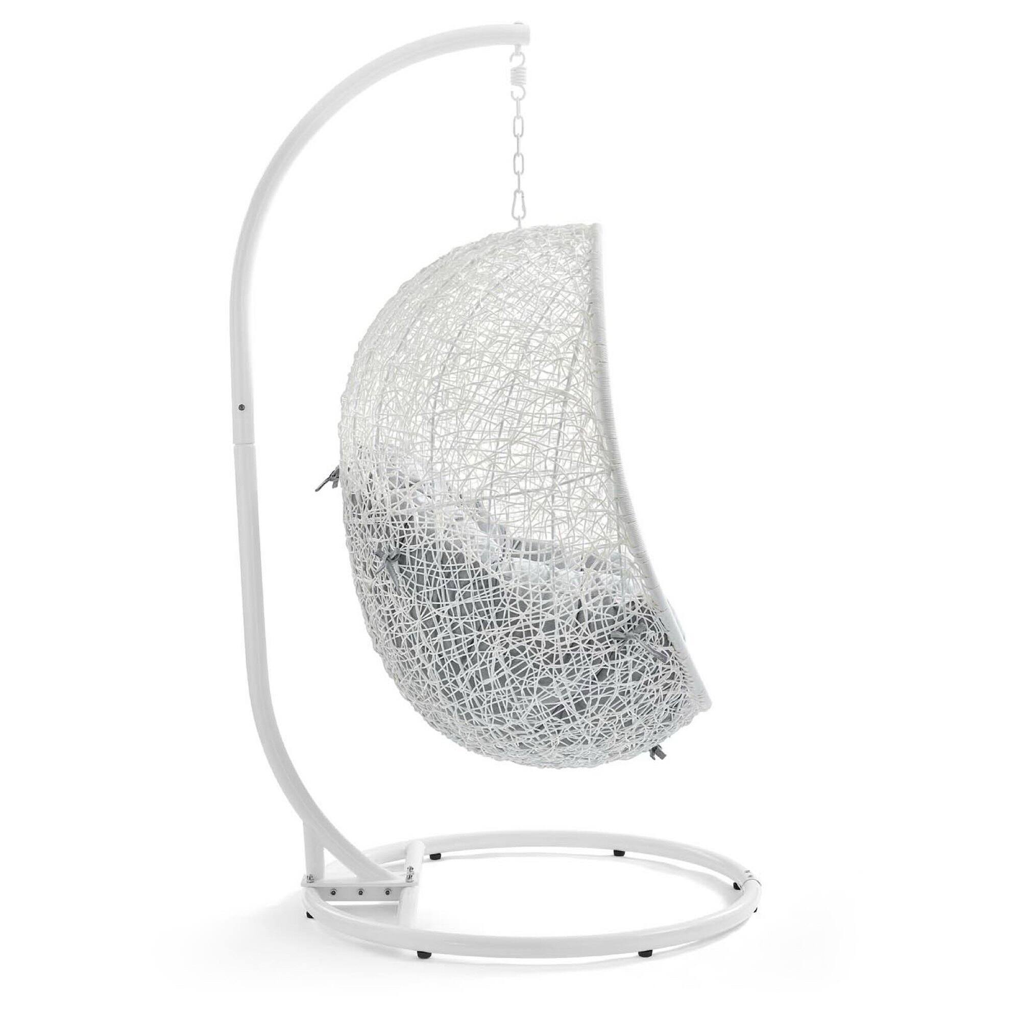 Angle. Modway - Hide Outdoor Patio Sunbrella® Swing Chair With Stand by Modway - White Gray.