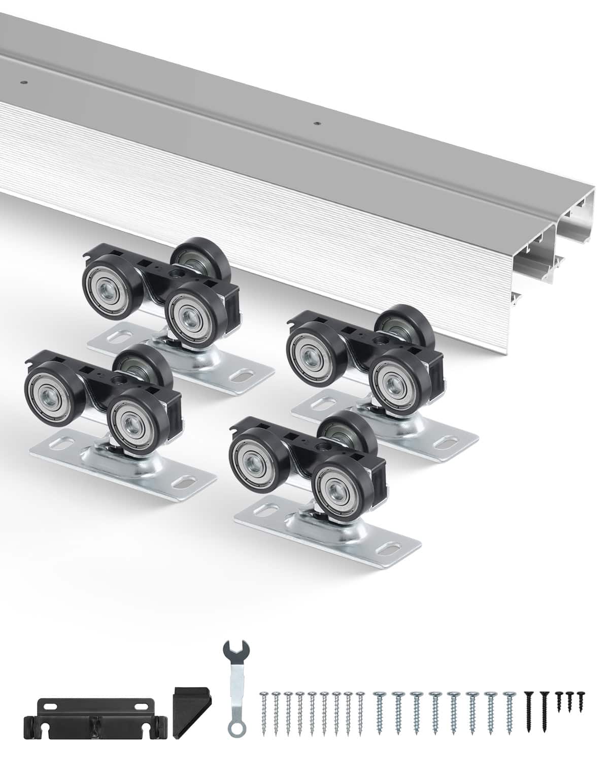 VEVOR - Bypass Door Hardware, 5ft Heavy Duty Bypass Sliding Door Hardware Kit, Aluminum Alloy Sliding Closet Door Hardware Set - Silver price history on PriceWatchPro