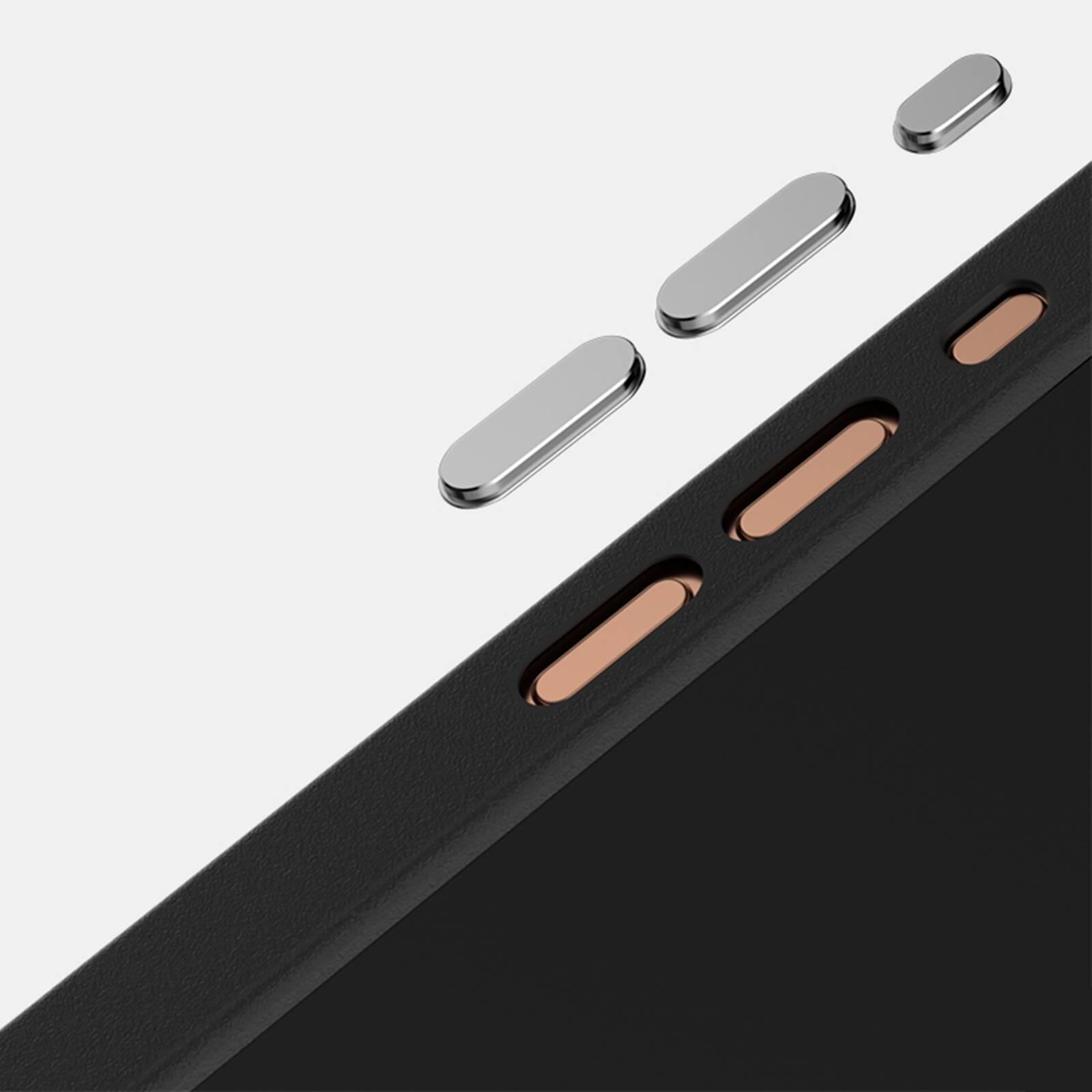 Left. Dteck - Carbon Fiber Texture Magnetic Case for Apple iPhone 16 Pro, Shockproof Slim Protective Cover with Metal Camera Ring - Black.