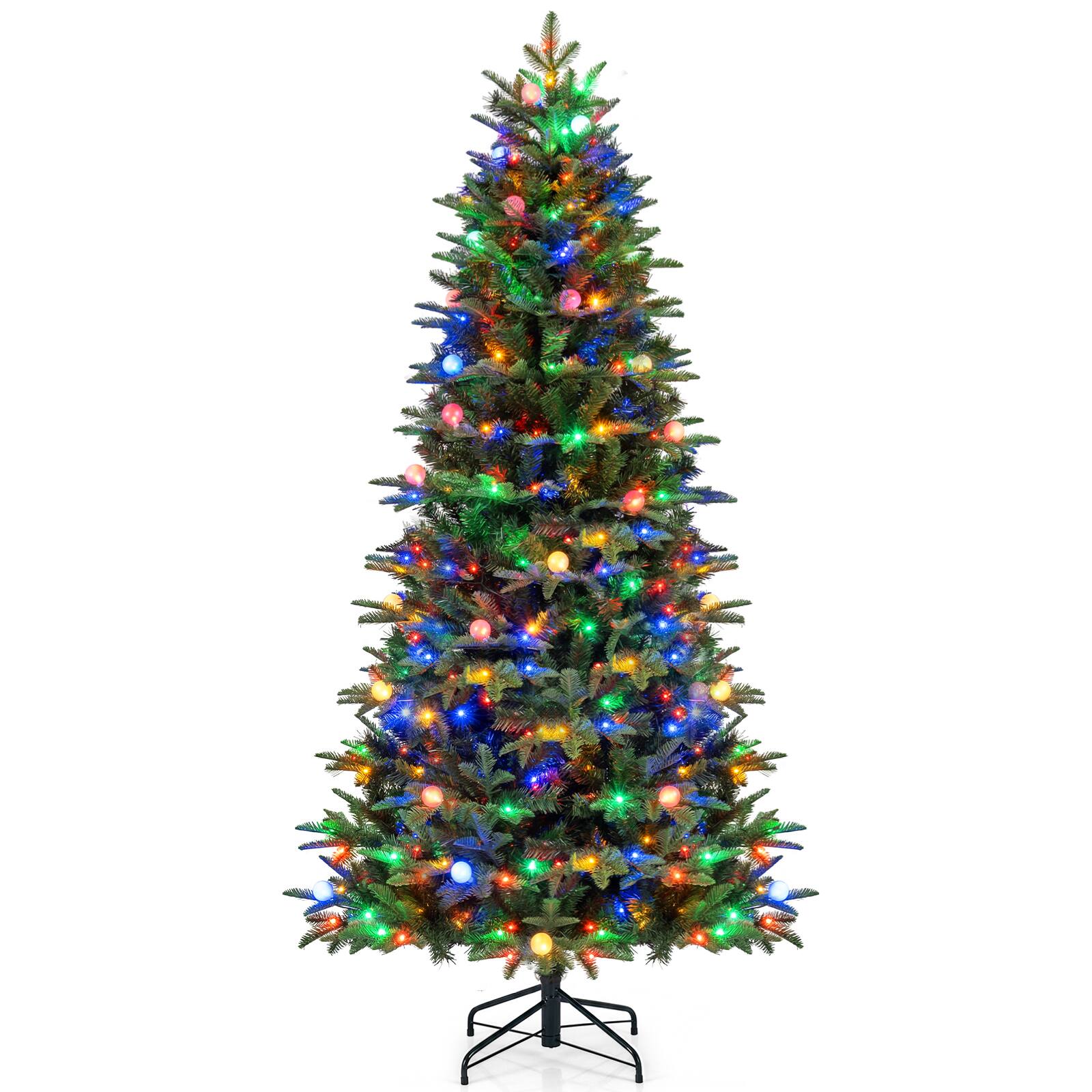 Alt View 9. Gymax - Gymax 7 ft Pre-Lit Christmas Tree w/1060 Full Branch Tips 380 LED Lights Metal Stand Green - Green.