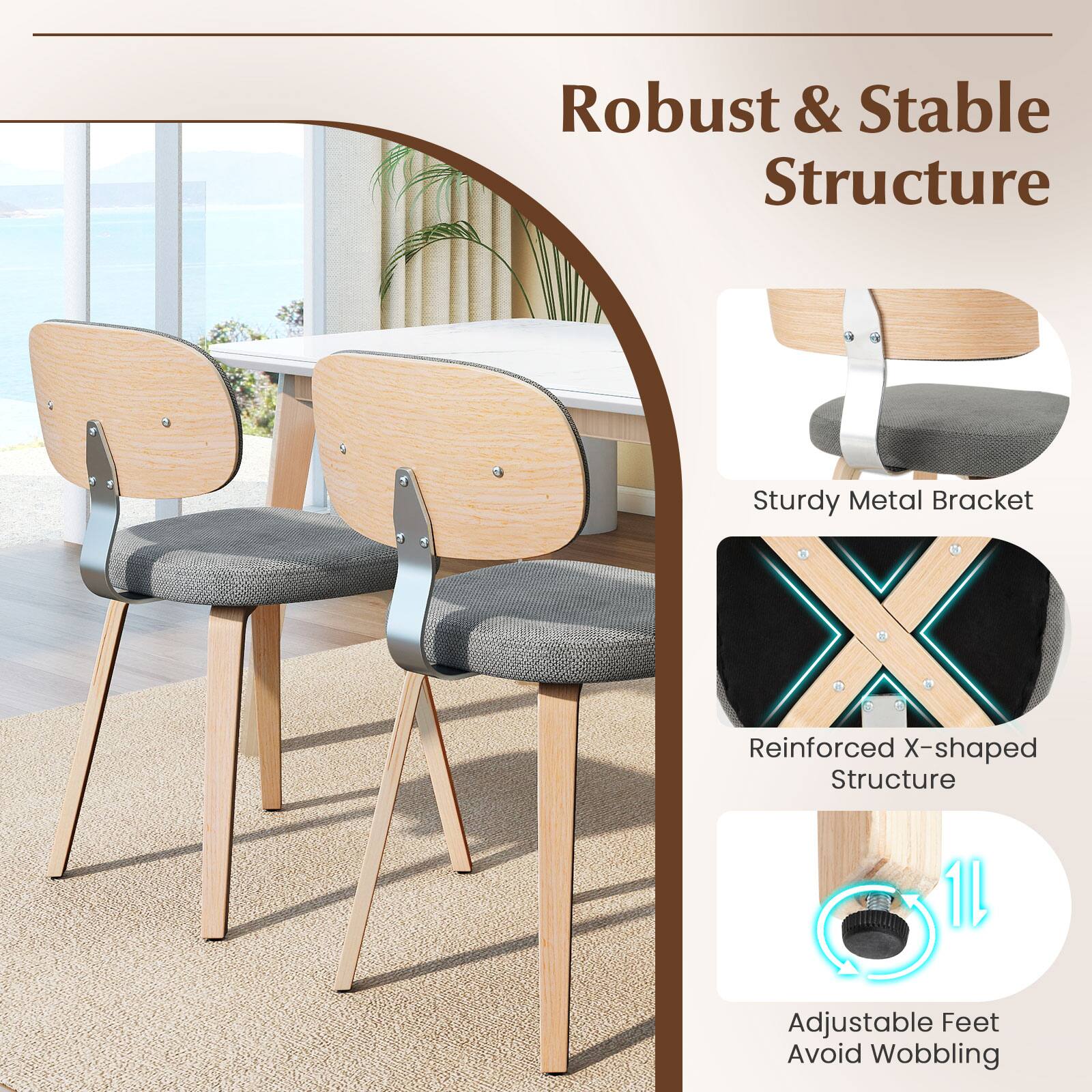 Robust & Stable Structure

- Sturdy Metal Bracket
- Reinforced X-shaped Structure
- Adjustable Feet Avoid Wobbling