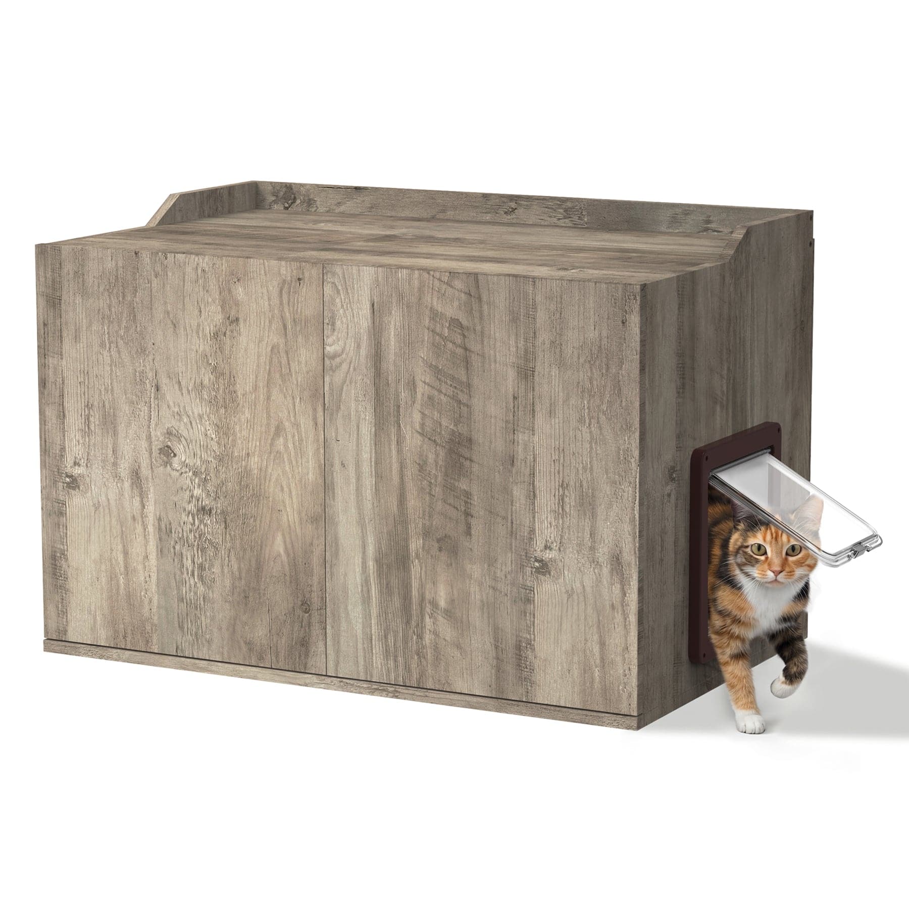 Viviendo - Cat Litter Box Enclosure Side Table, Waterproof Plastic Hidden Cat Box Cabinet with Front Door, Indoor/Outdoor - Gray price history on PriceWatchPro