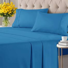 CGK Linens - Ultra Soft Solid 6 Piece Sheet Set - Comfortable Bed Sheets & Extra Pillowcases - Twin - Denim Blue