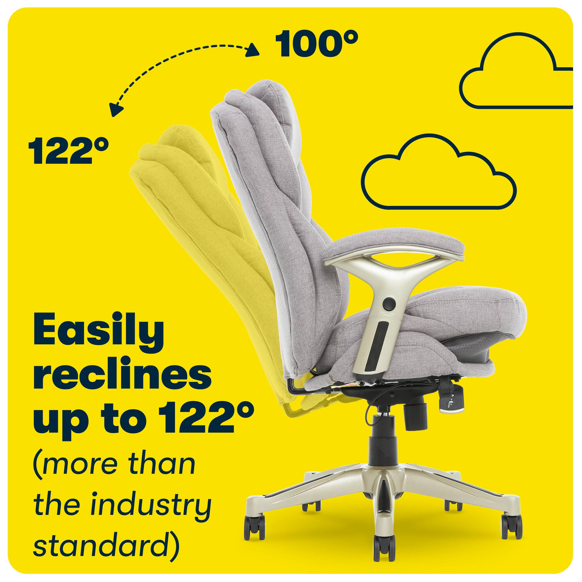 Alt View 11. Serta - Upholstered Back in Motion Health & Wellness Office Chair with Adjustable Arms - Fabric - Light Gray.