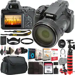 Nikon - COOLPIX P1100 16MP Digital Camera Complete Photo Editing Kit - Black