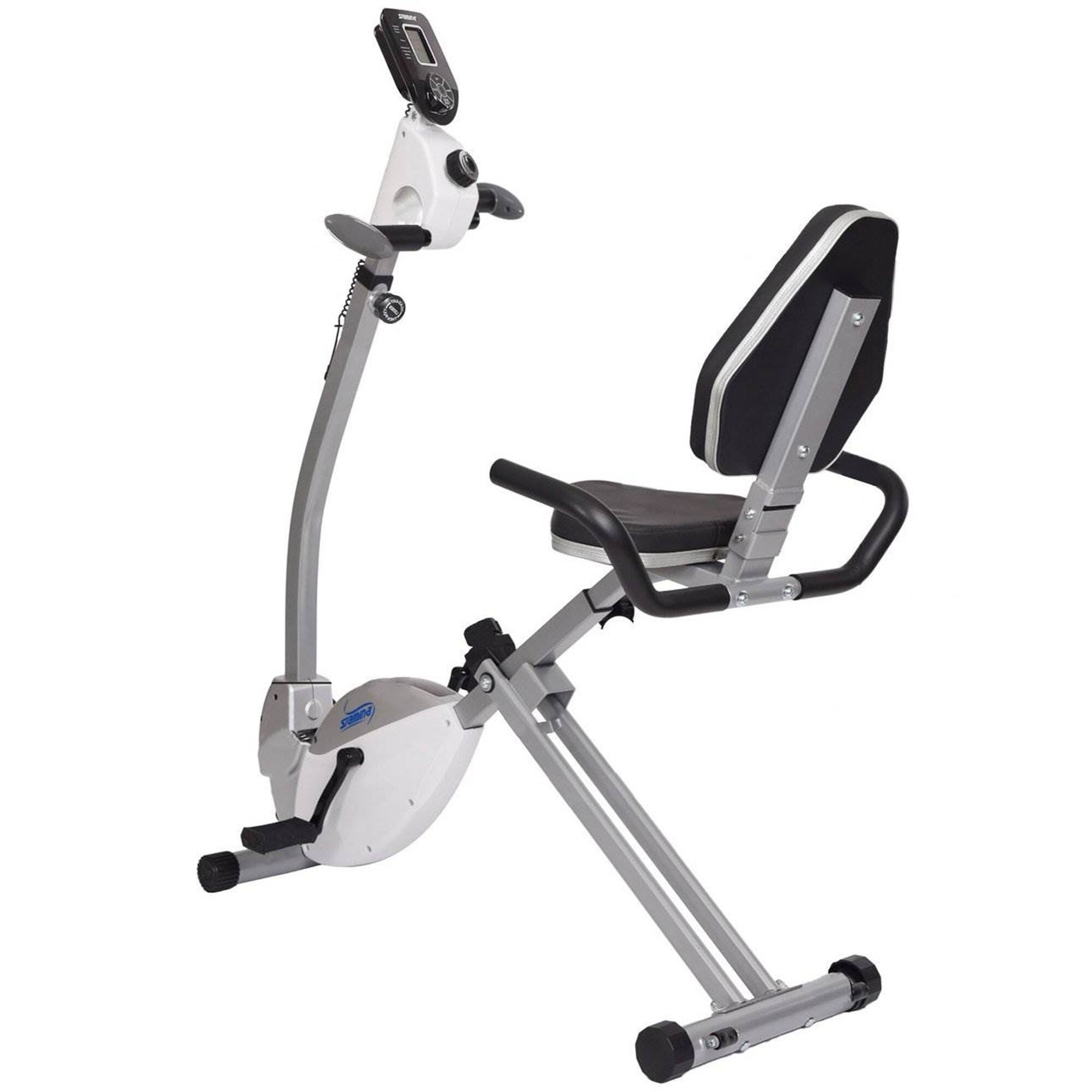 Front. Stamina Products - Stamina Products Recumbent Indoor Cardio Exercise Bike with Upper Body Exerciser - Gray.