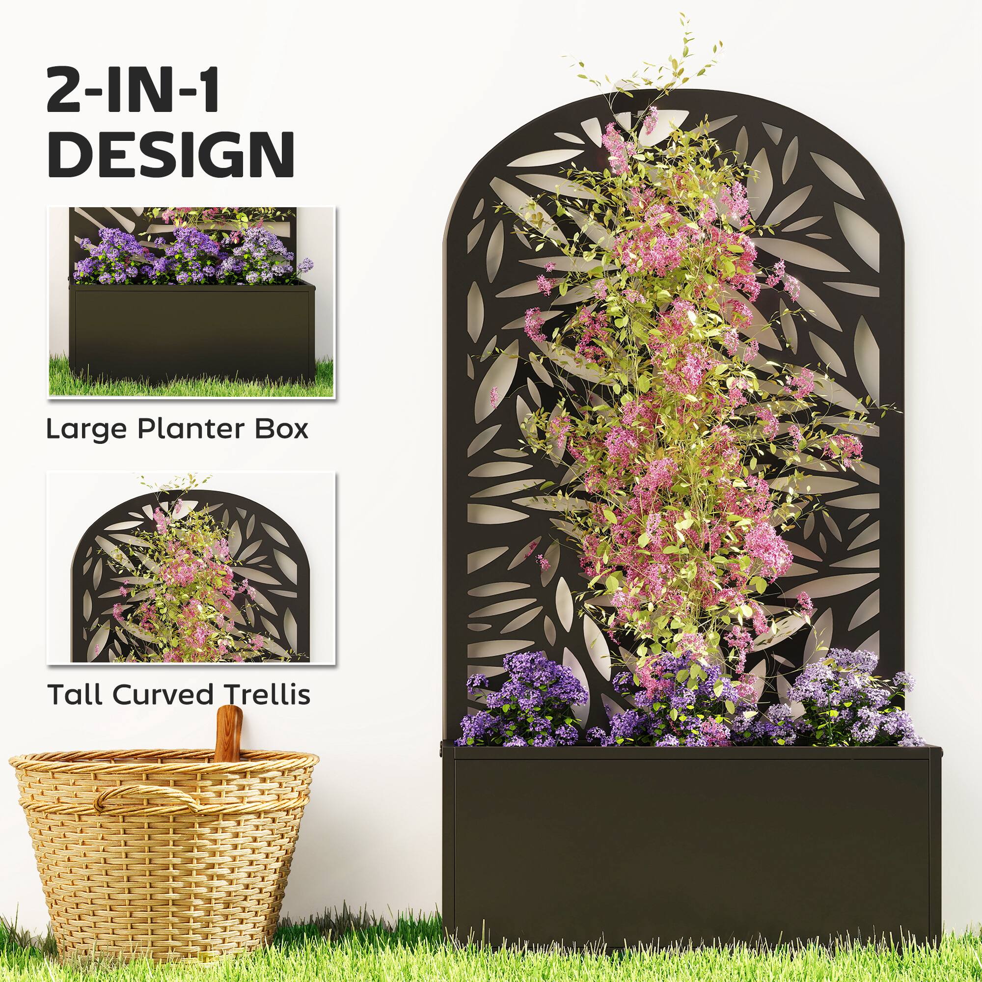 2-IN-1 DESIGN

Large Planter Box

Tall Curved Trellis