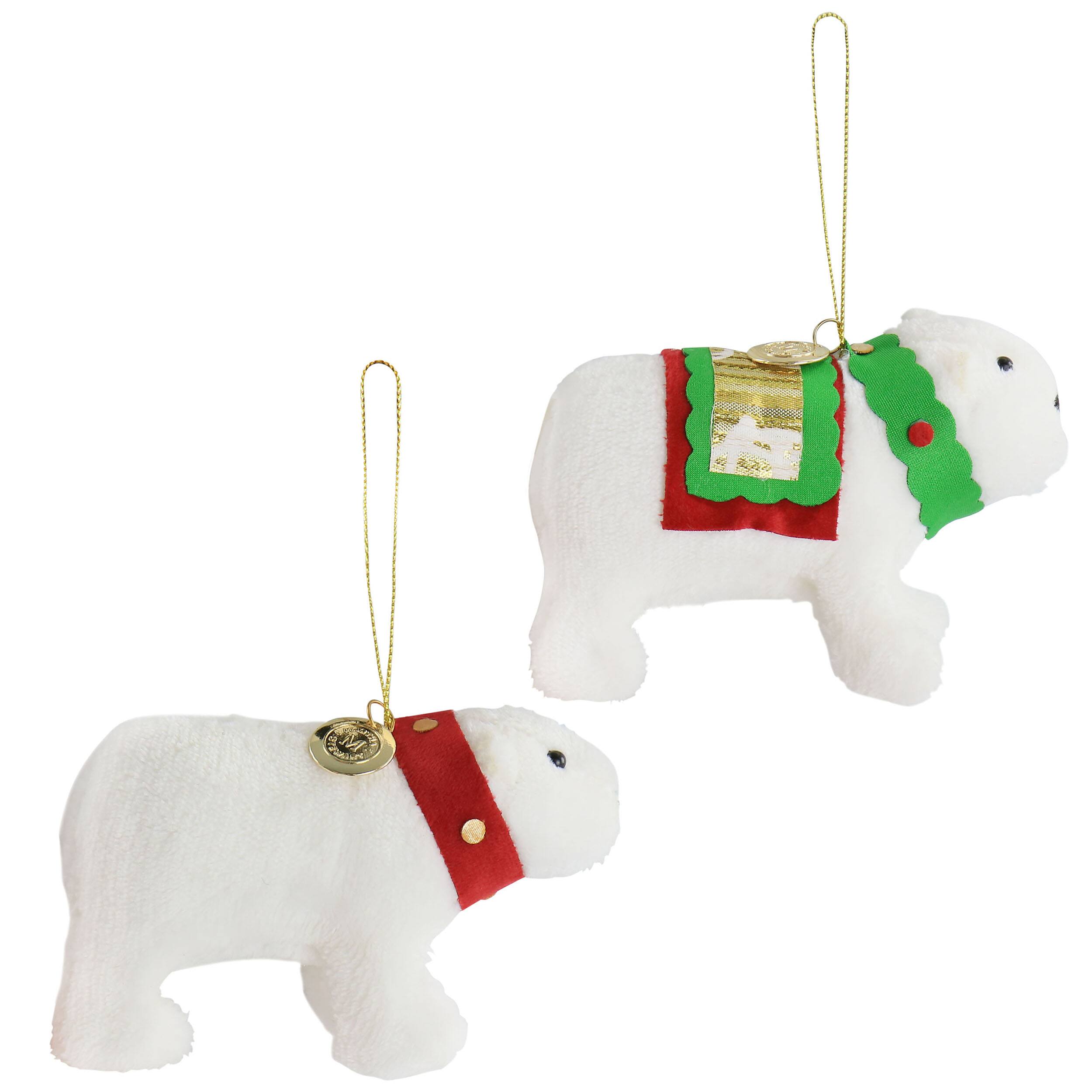 Alt View 4. Martha Stewart - Martha Stewart Holiday Plush Polar Bear and Snowman 4 Piece Ornament Set in White - White.