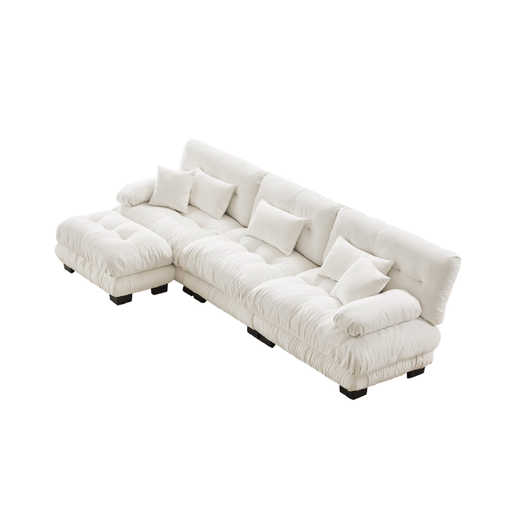Alt View 5. LOVMOR - L Shaped Modular Deep Seat Chenille Sectional Couch Storage Ottoman Compressed Pack For Living Room Plush Cozy - White.