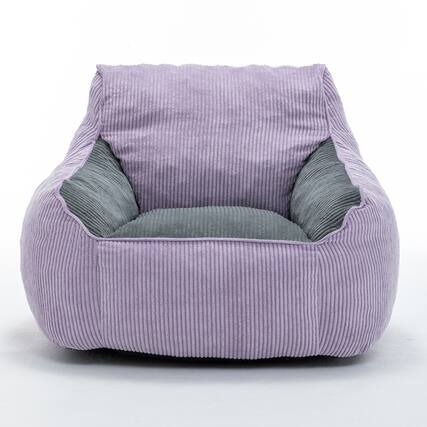 Front. GOODSILO - Large Corduroy Bean Bag Sofa Chair with Armrests and Included Filler for Living Room and Bedroom - Gray,Purple.