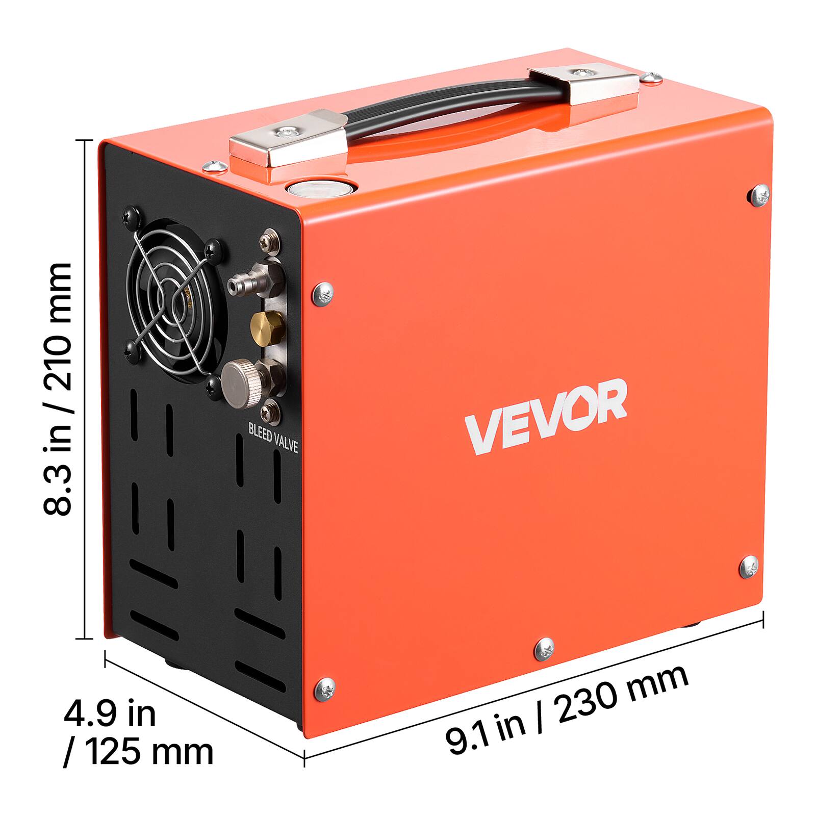 8.3 in / 210 mm  
4.9 in / 125 mm  
9.1 in / 230 mm