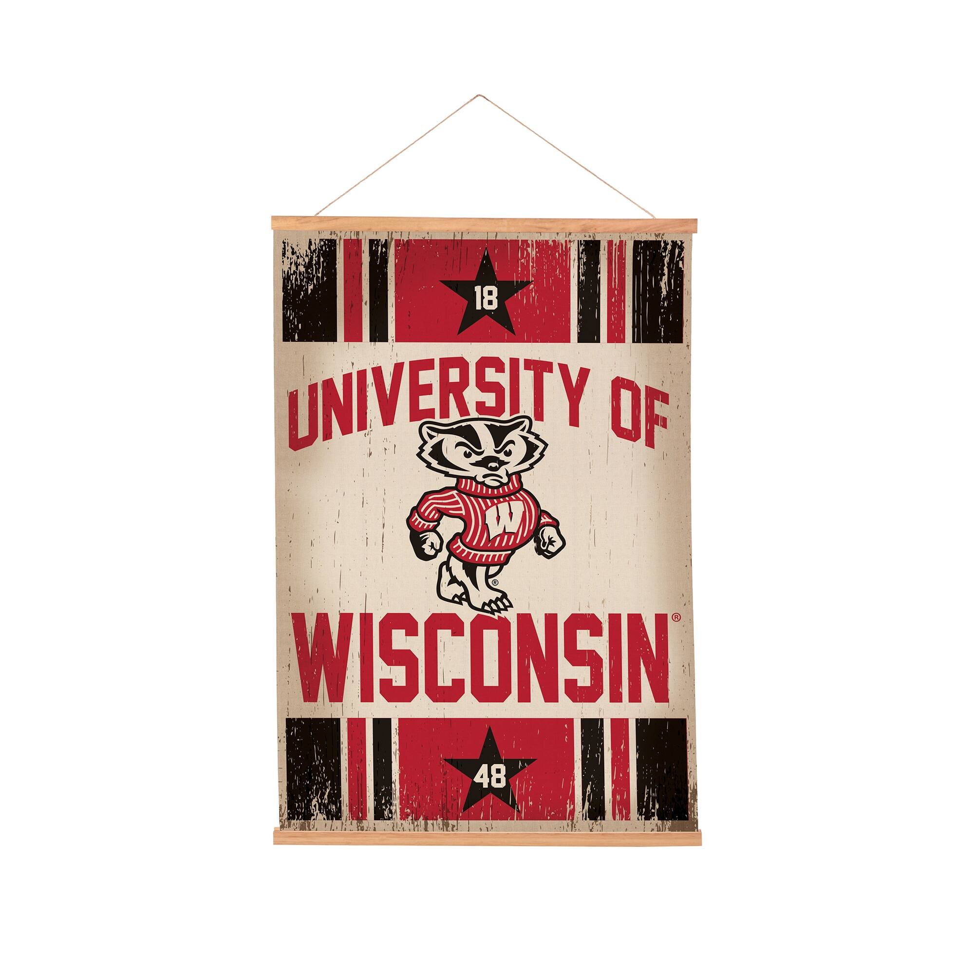 Wisconsin Badgers 24" x 36" Antique Style Canvas Wall Art Tapestry with Wood Frame