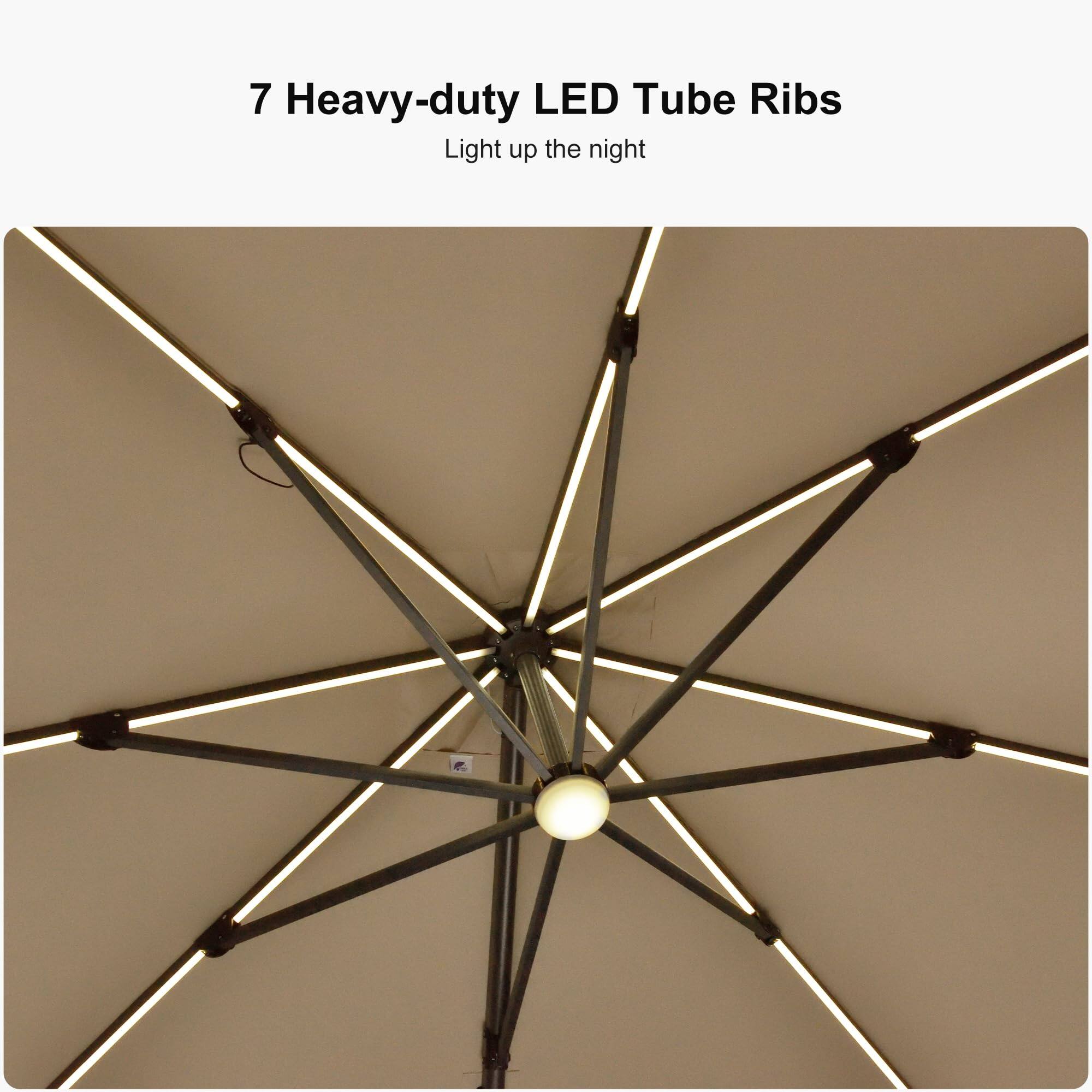 7 Heavy-duty LED Tube Ribs  
Light up the night
