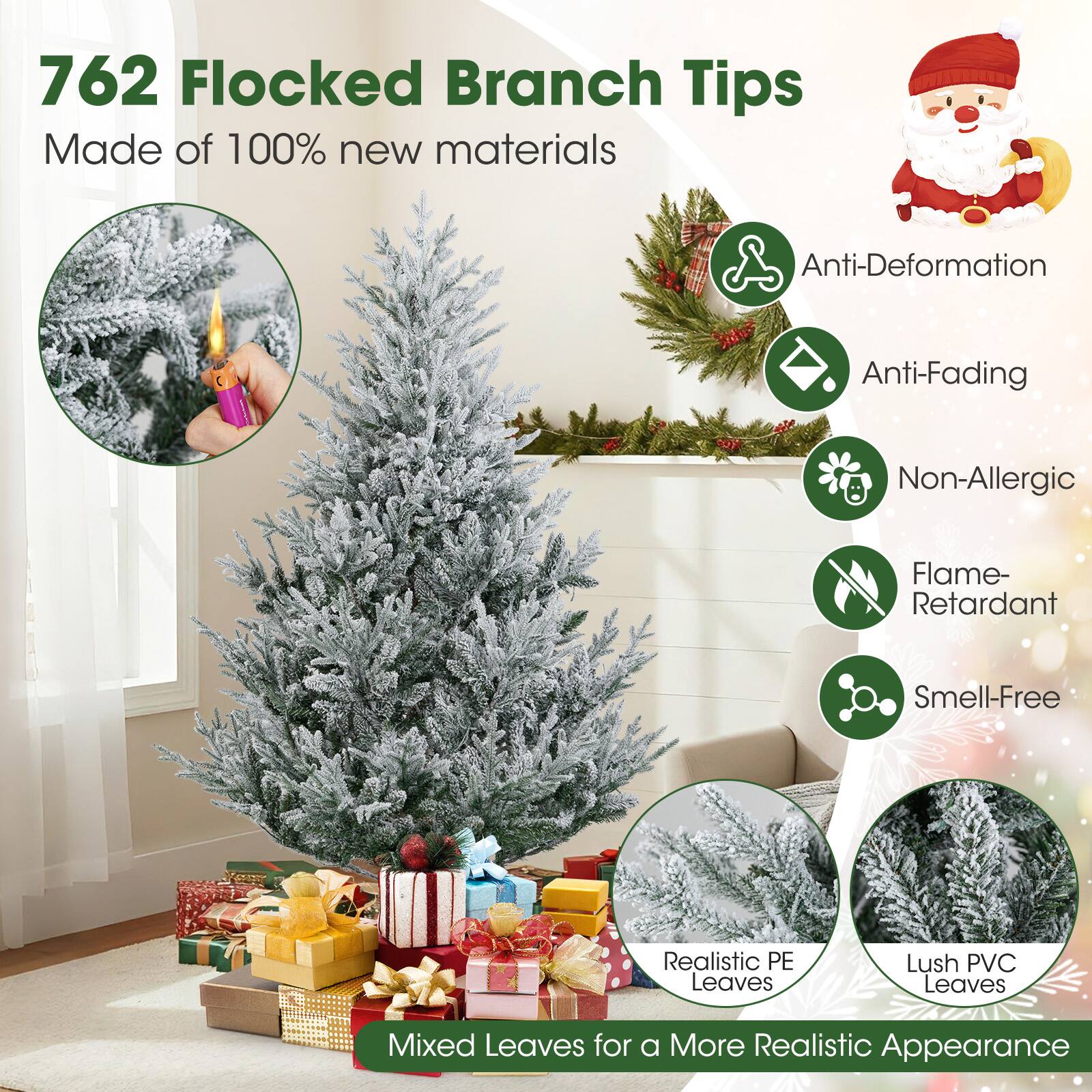 762 Flocked Branch Tips Made of 100% new materials

Anti-Deformation
Anti-Fading
Non-Allergic
Flame-Retardant
Smell-Free
Realistic PE Leaves
Lush PVC Leaves
Mixed Leaves for a More Realistic Appearance