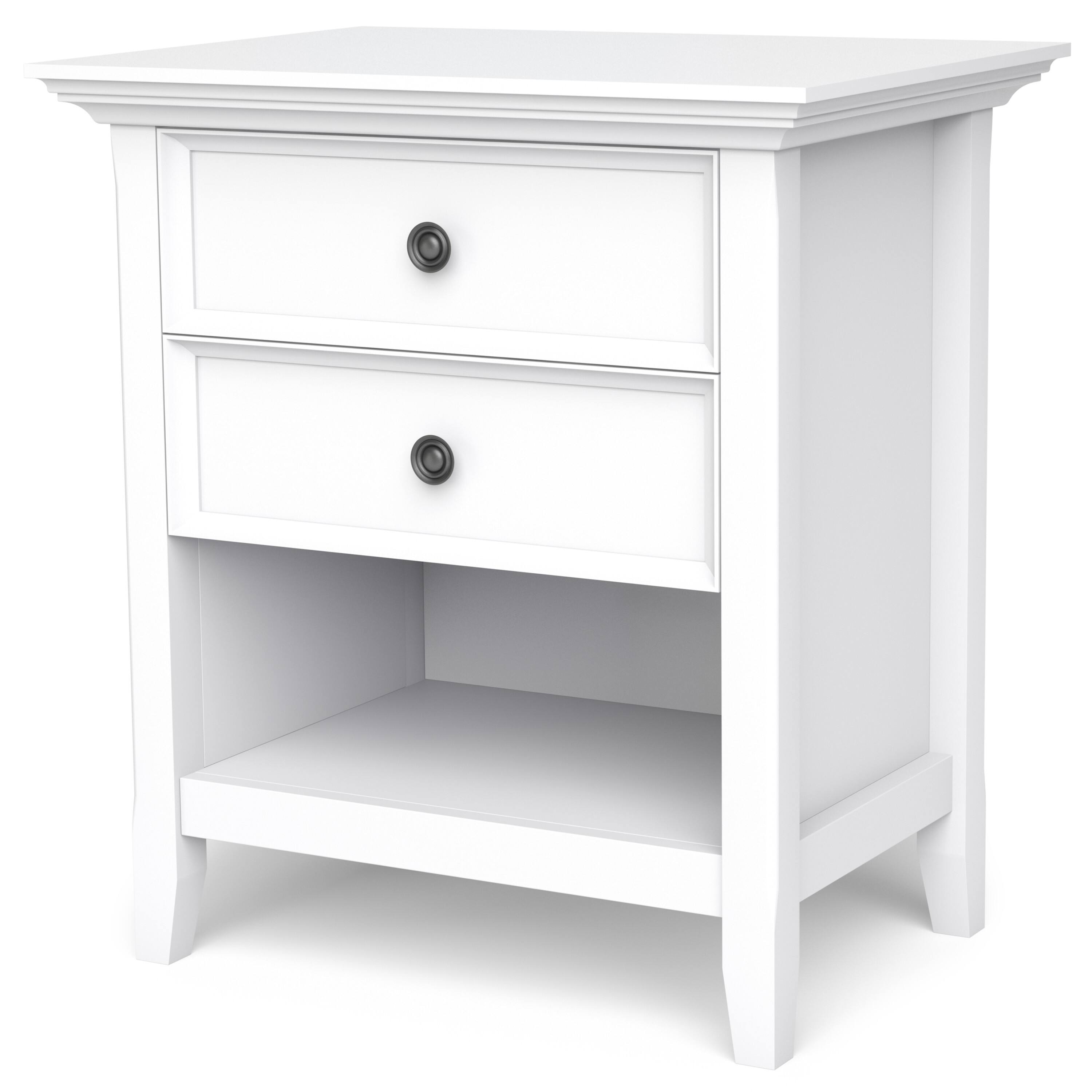 Angle. Simpli Home - Amherst Bedside Table - White.