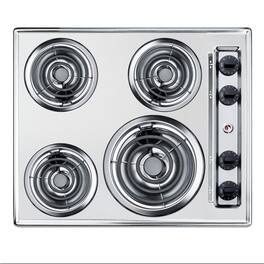 SUMMIT - 24" Wide 230V 4-Burner Coil Cooktop - Silver