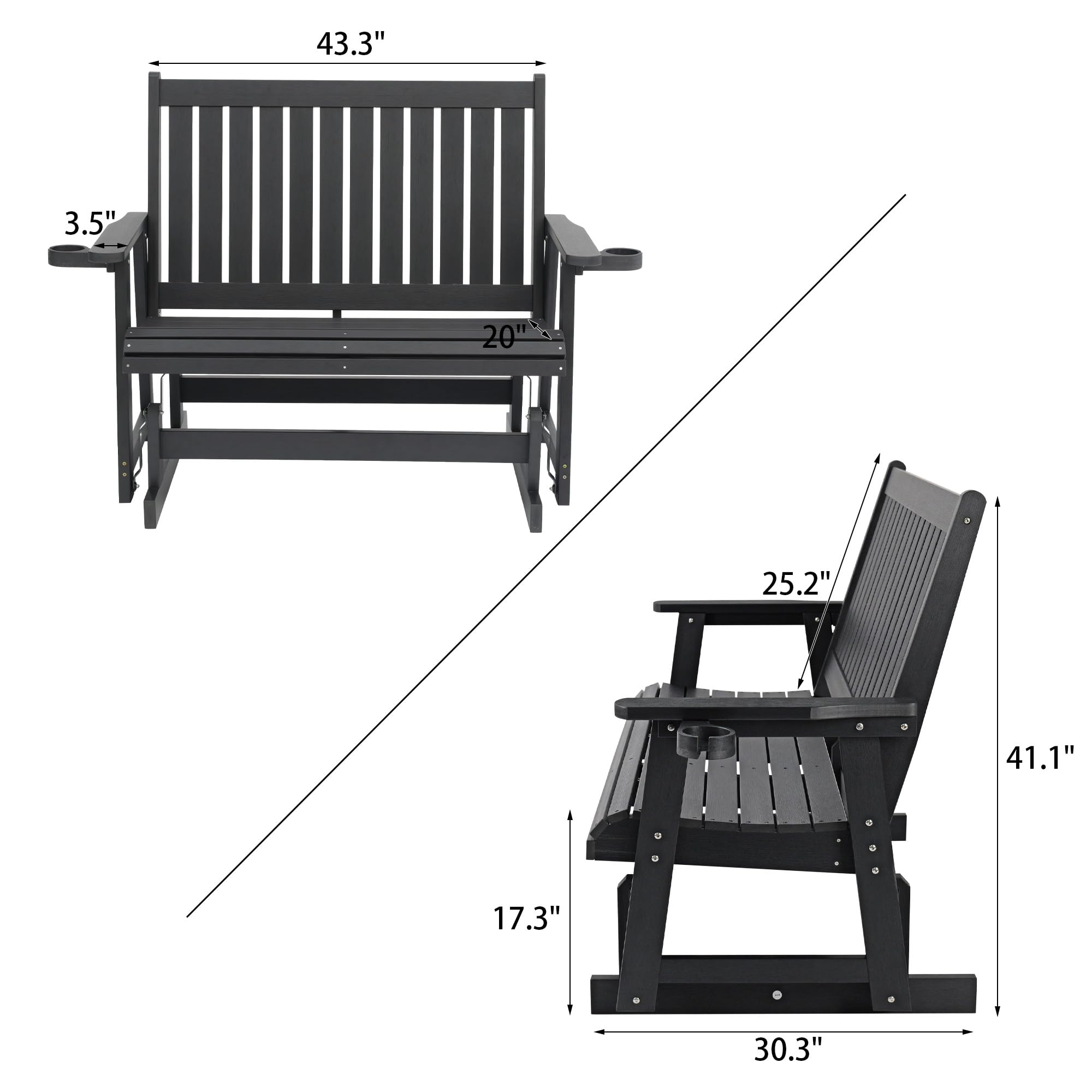 43.3"  
3.5"  
20"  
25.2"  
41.1"  
17.3"  
30.3"