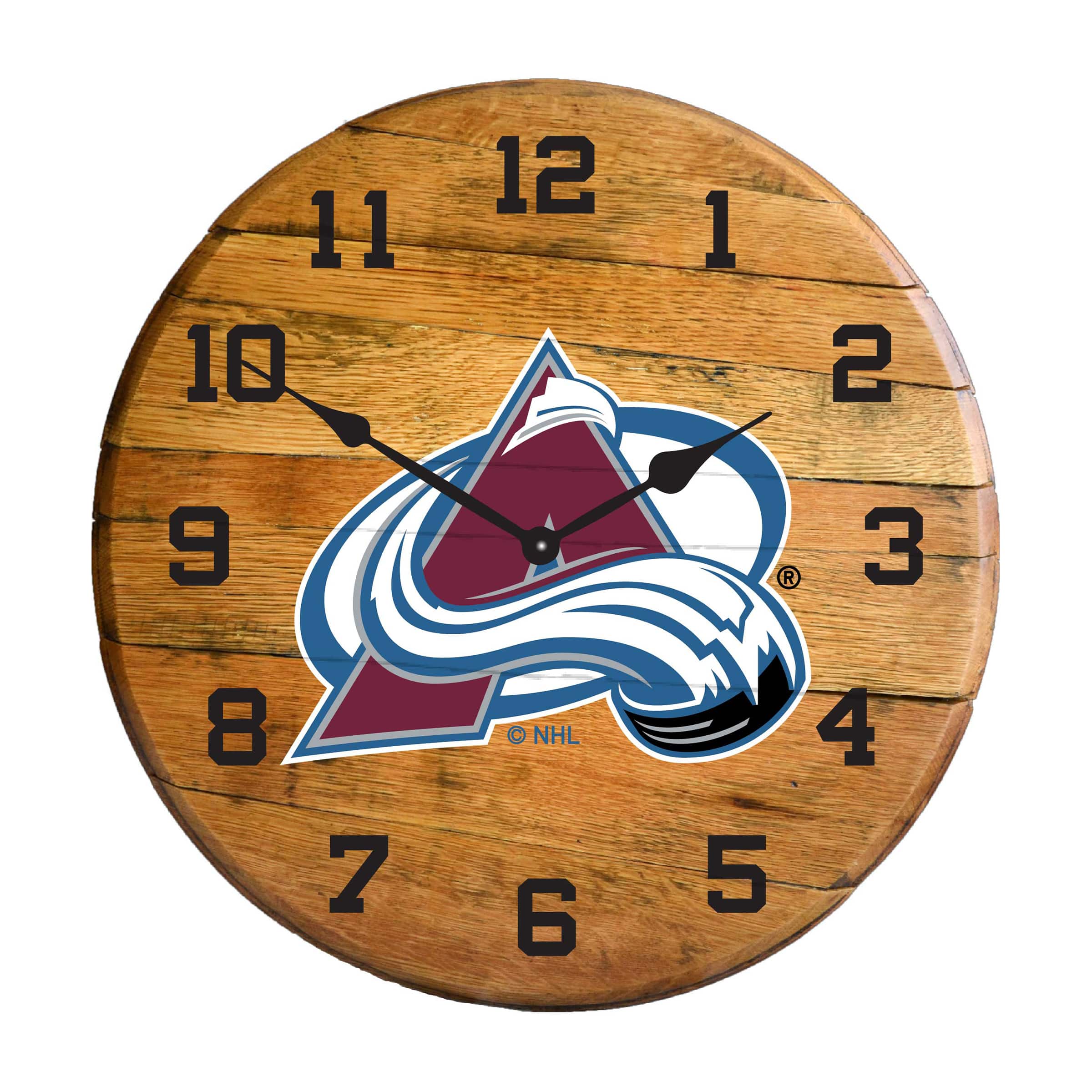 Imperial - Colorado Avalanche Oak Barrel Clock - Multicolor