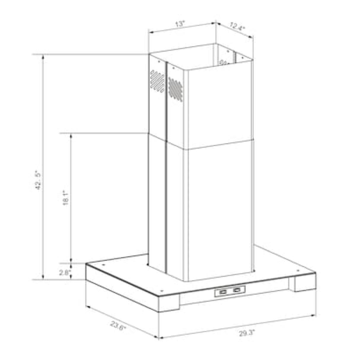 13"  
12.4"  
5"  
42"  
18.1"  
2.8"  
C  
23.6"  
29.3"