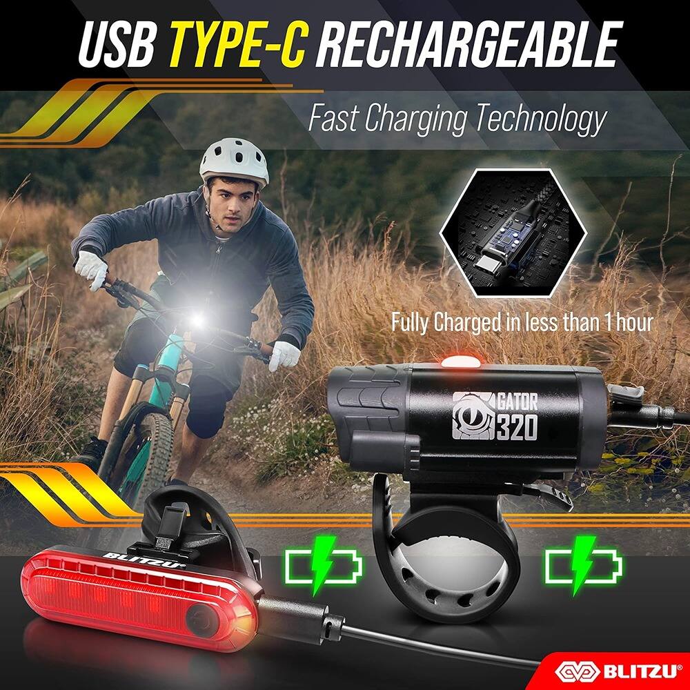 USB TYPE-C RECHARGEABLE  
Fast Charging Technology  
Fully Charged in less than 1 hour  

GATOR 320  
BLITZU