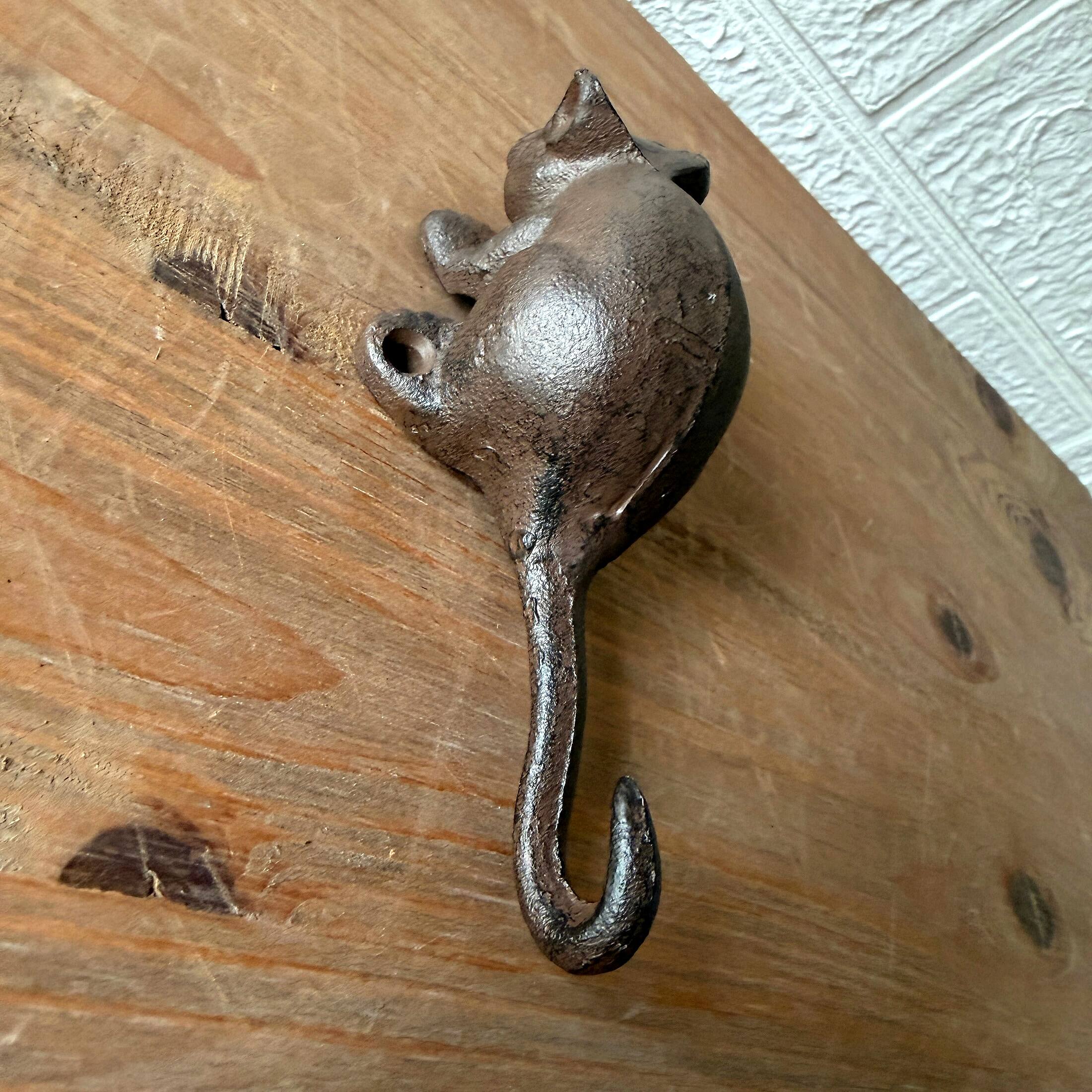 Alt View 5. Things2Die4 - Set of 4 Mouse Wall Hooks Distressed Brown Cast Iron 6 in Decorative - Brown.