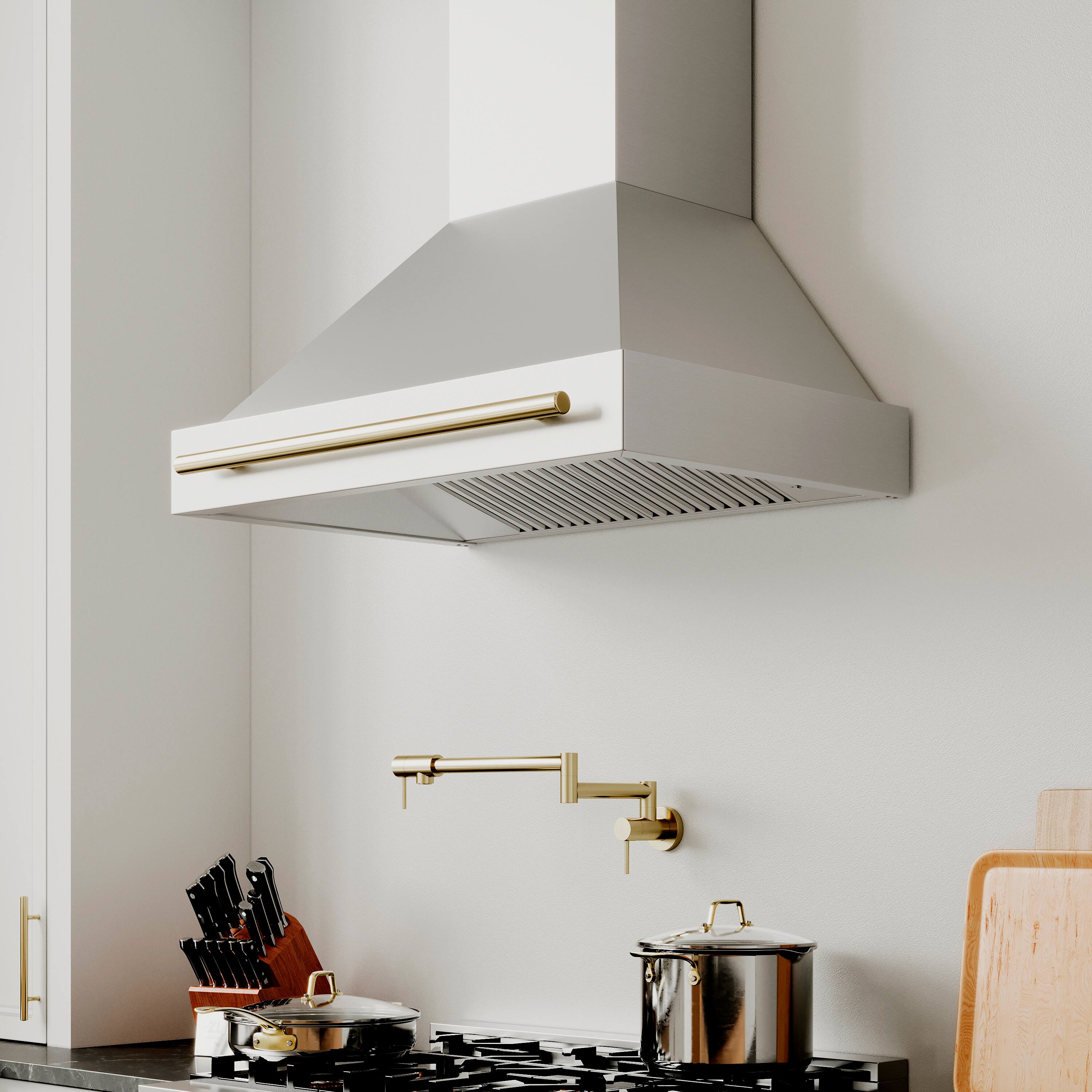 Alt View 7. ZLINE - ZLINE Autograph Edition 36 in. Stainless Steel Range Hood with Stainless Steel Shell and Polished Gold Handle - Stainless Steel.