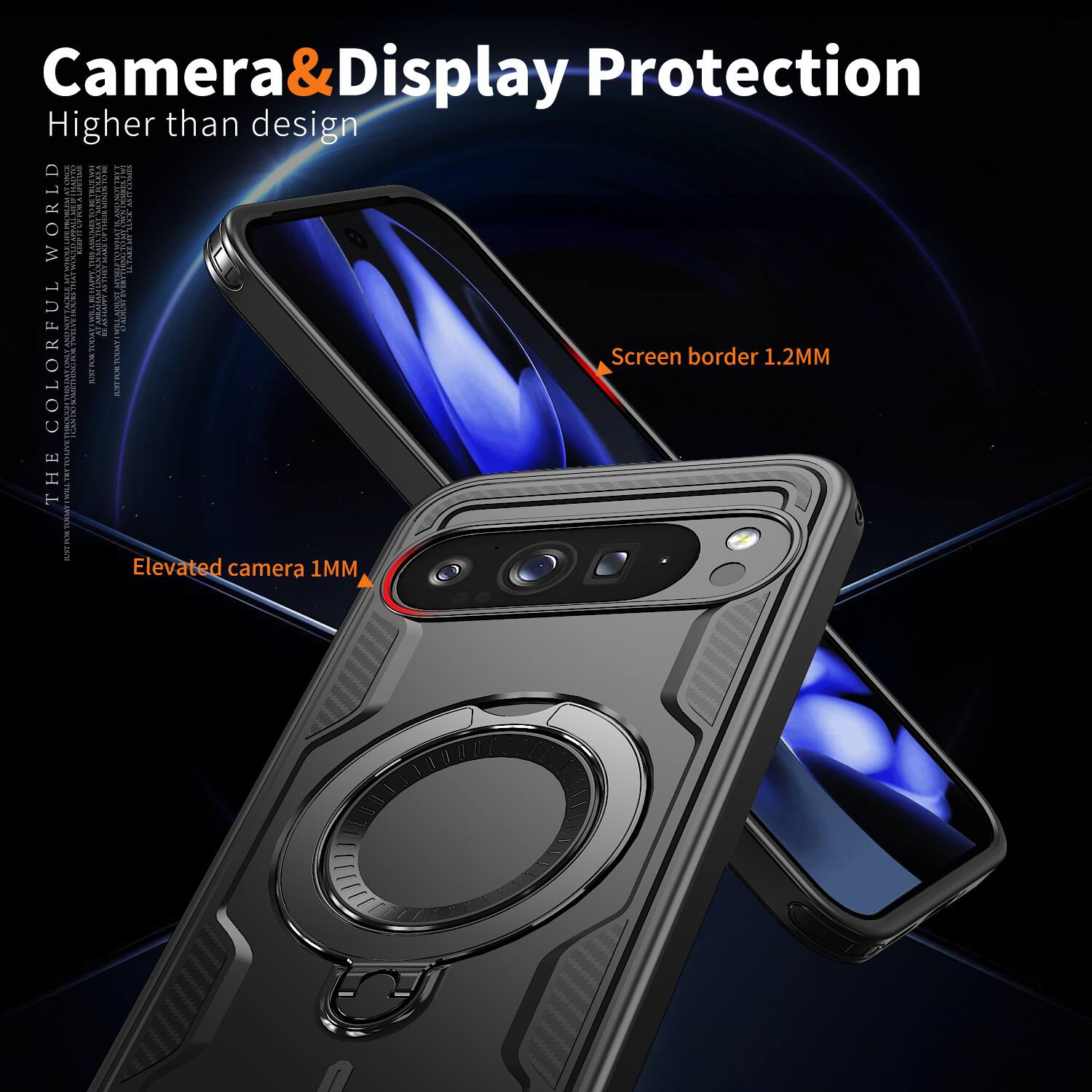 Camera & Display Protection  
Higher than design  

Screen border 1.2MM  
Elevated camera 1MM