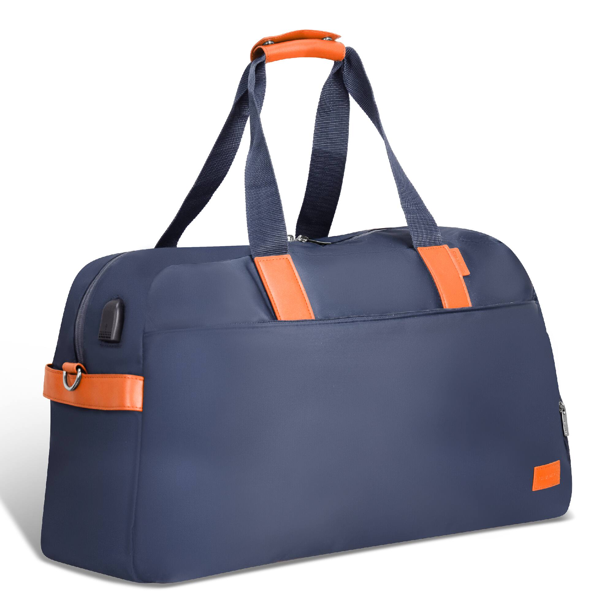 Angle. Champs - Vintage Weekender Duffel Bag - Navy.