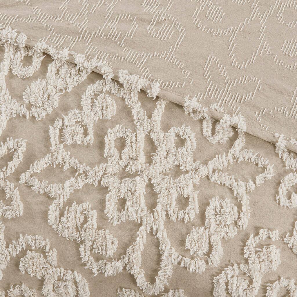 Alt View 5. Gracie Mills - Gracie Mills Eldridge 3-Piece Tufted Chenille Floral Medallion Bedspread Set - Taupe.